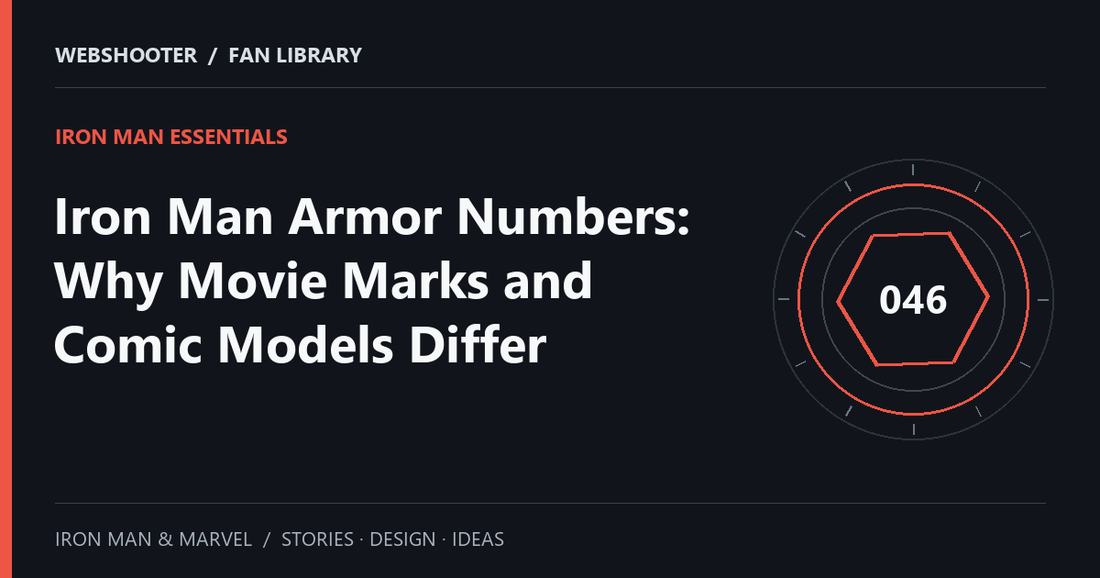 Editorial cover: Iron Man Armor Numbers: Why Movie Marks and Comic Models Differ