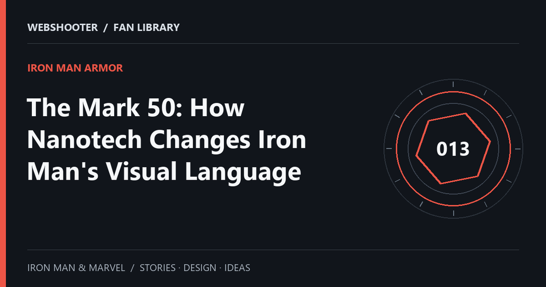 Editorial cover: The Mark 50: How Nanotech Changes Iron Man's Visual Language