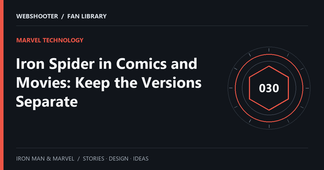 Editorial cover: Iron Spider in Comics and Movies: Keep the Versions Separate