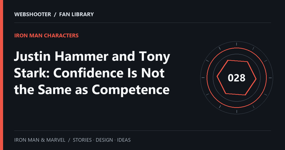 Editorial cover: Justin Hammer and Tony Stark: Confidence Is Not the Same as Competence